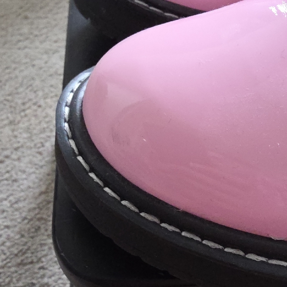 Glossy Pink Combat Boots with Black Laces - Picture 4 of 5